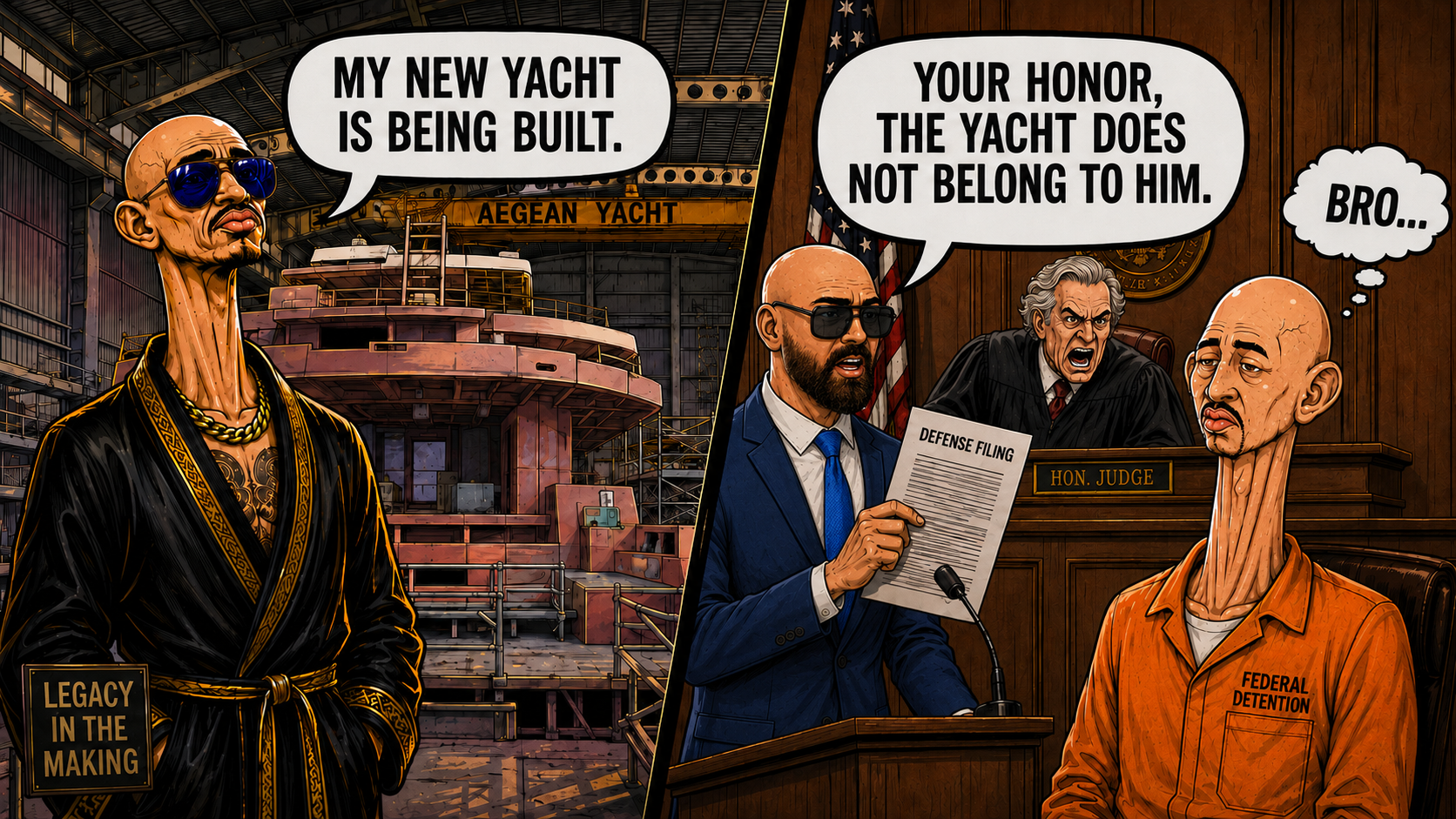 Andrew Tate says his new yacht is being built, then a court filing says the yacht does not belong to him.